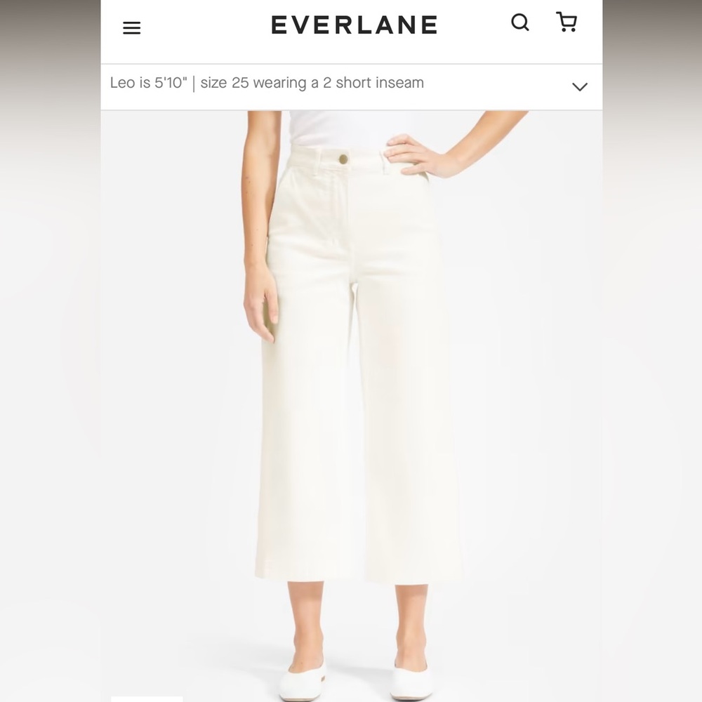 Everlane Cropped Wide Leg Short Length (23.5” inseam) - Bone colorway, Size 00